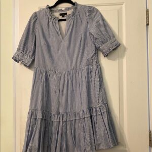 J. Crew Striped Tiered Popover Dress